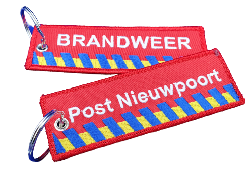 Geborduurde sleutelhanger, tweezijdig met uw eigen logo's of teksten